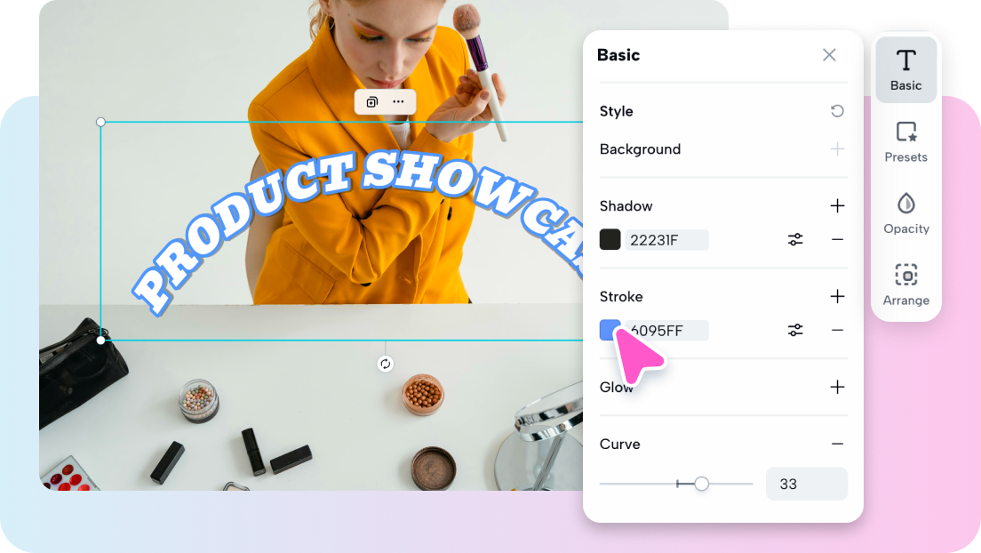 ปรับแต่งทุกแง่มุมของข้อความโค้ง